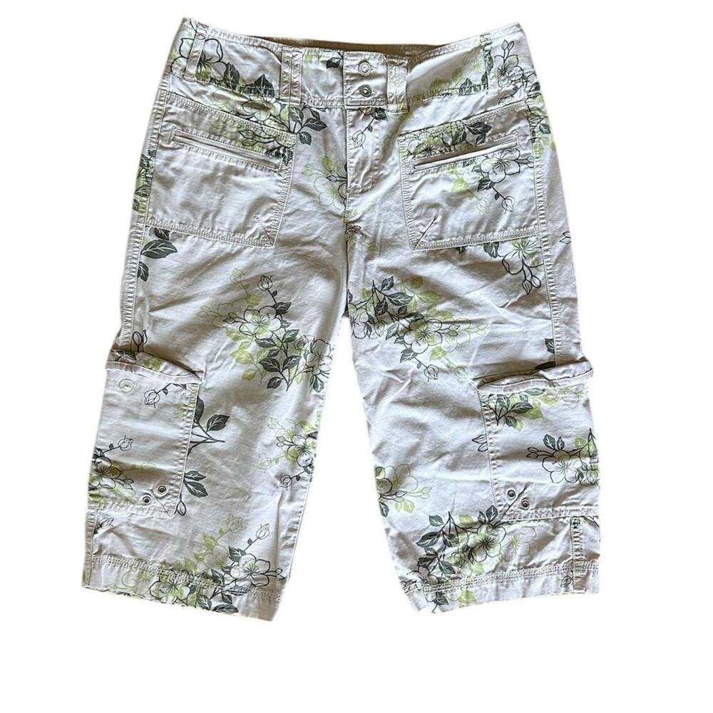 gloria vanderbilt hibiscus cargo capri pants